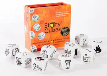 Rorys Story Cubes for business. 9 dices with 54 symbols will involve your team on meetings.