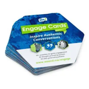 DIY icebreaker with WE ENGAGE CARDS for engagement and authentic conversations with 56 cards containing quotes and images