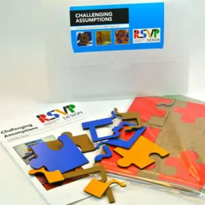 Team puzzle: Challenging Assumptions: Use the exercise when you want to focus on  Change management Decision making Ice breaking Innovation Problem solving Resilience   There are four puzzles per set so that a group of up to 16 can work simultaneously in 